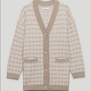 Aritzia Babaton Lacer Cardigan (Heather Oat - XL)
